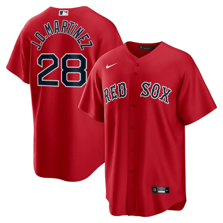 Men Boston Red Sox #28 J.D. Martinez Nike Red Alternate Replica Player Name MLB Jersey